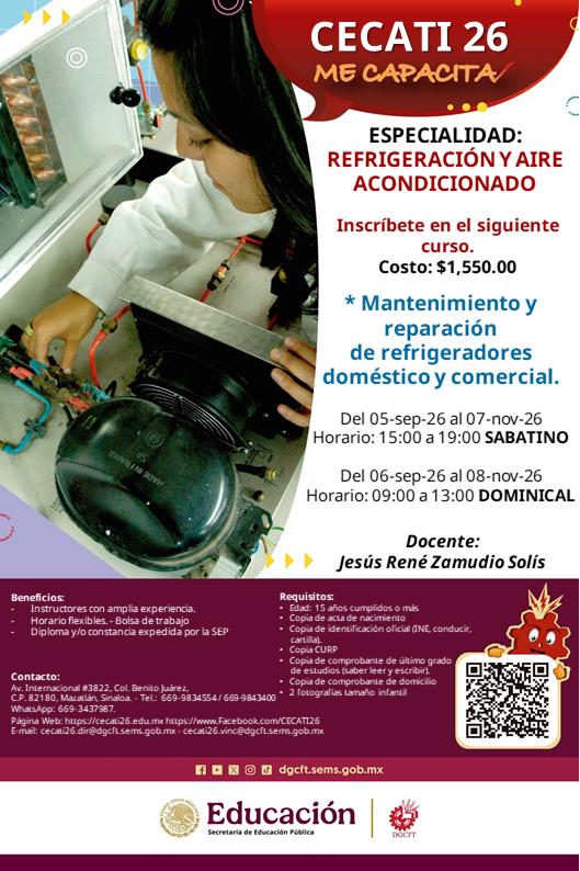 Mantenimiento y reparación de refrigeradores doméstico y comercial.