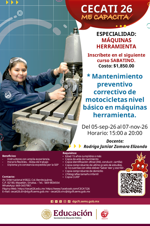 Mantenimiento preventivo correctivo de motocicletas nivel básico en máquinas herramienta.