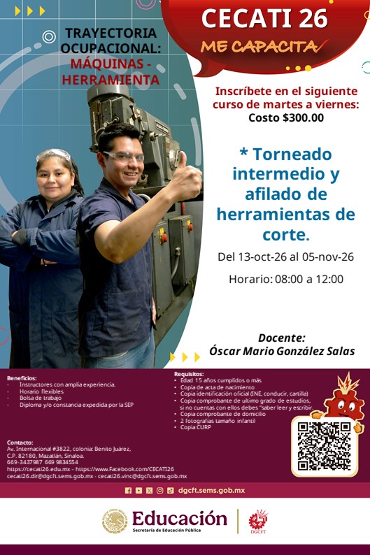 Torneado intermedio y afilado de herramientas de corte